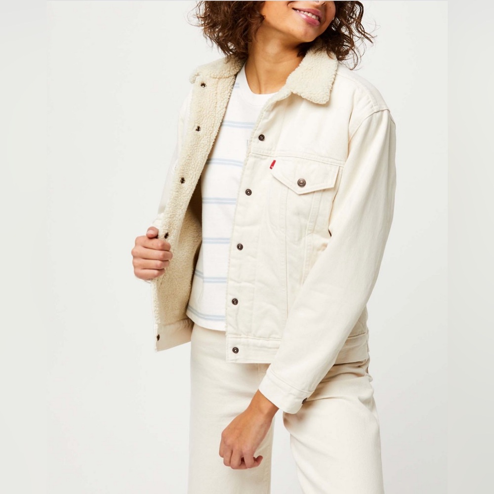 Levis White Sherpa Denim Jacket